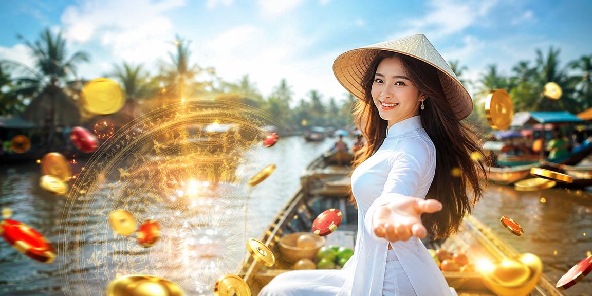 Không khí giải trí casino sôi động vùng Mekong với trang phục áo dài Việt Nam
